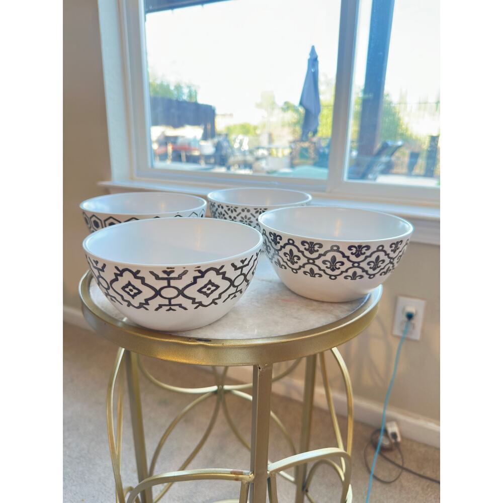 Set of 4 Mikasa “Celebration” Stoneware Bowls – Bronze Metallic Pattern, Assortd - Picture 6 of 7
